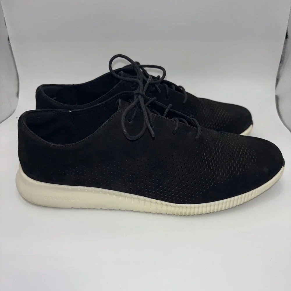 Cole Haan 2.Zerogrand Laser Wingtip Oxford Black Nubuck Sneakers W05122 Women 8B